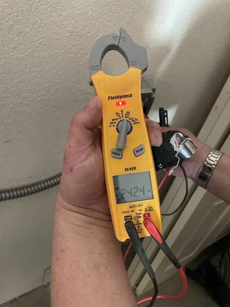 Voltage testing with clamp meter during Hot Tub / Pool Electrical Wiring in Wallburg